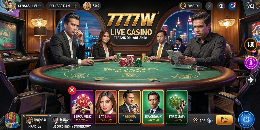 Tampilan gameplay Live Casino yang memukau di 7777W.