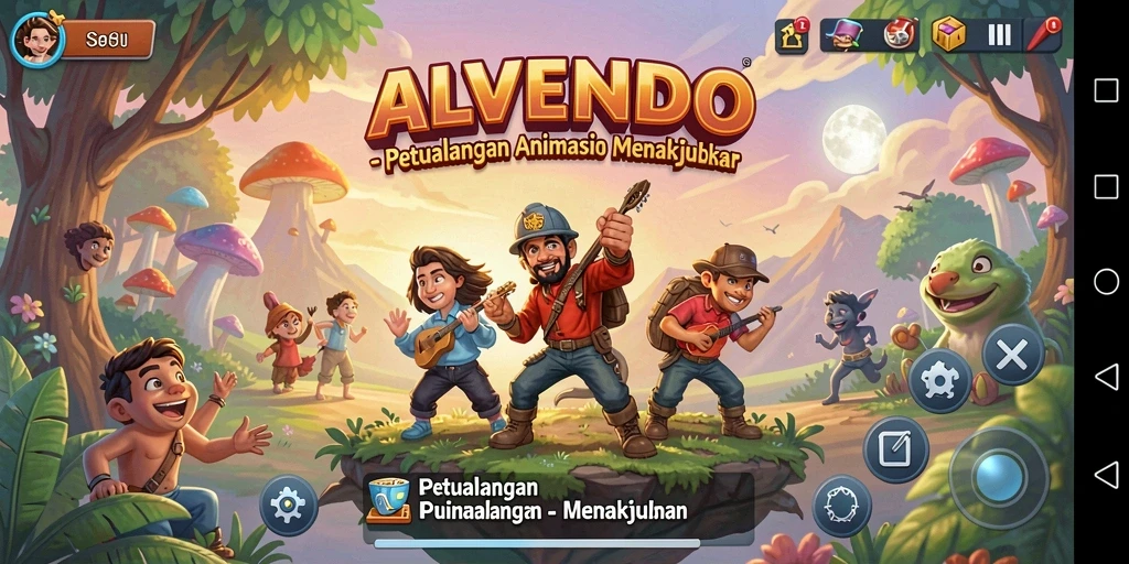 Screenshot gameplay ALVENDO menampilkan aksi karakter Anime yang dinamis.