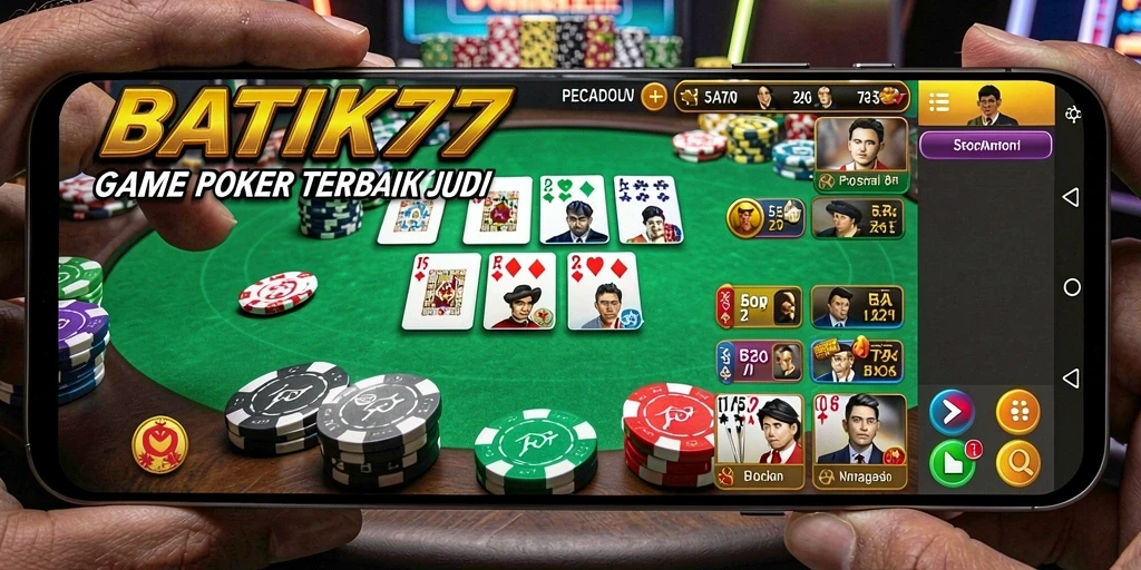 Tampilan gameplay Poker yang seru dan interaktif dalam BATIK77.