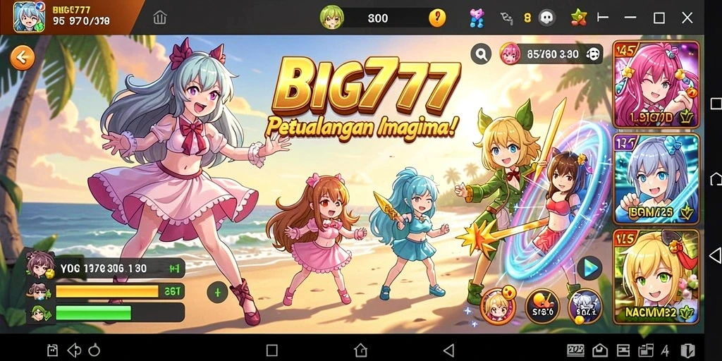Screenshot gameplay BIG777 menampilkan karakter anime yang ikonik dalam aksi.