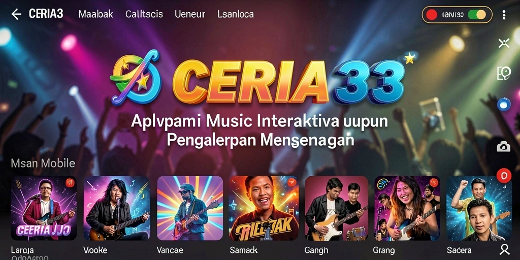 Screenshot CERIA33 menampilkan antarmuka aplikasi dengan berbagai pilihan lagu.