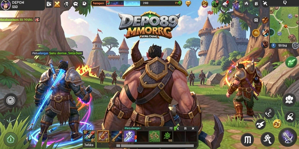 Screenshot DEPO89 menampilkan aksi seru dalam pertempuran MMORPG.