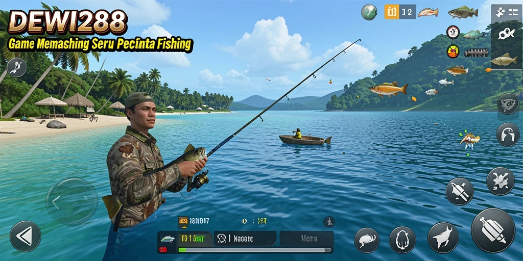 Gameplay menakjubkan di DEWI288 yang menampilkan aksi memancing nyata.