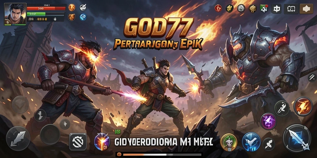 Tampilan gameplay GOD77 yang seru dan penuh aksi pertarungan.