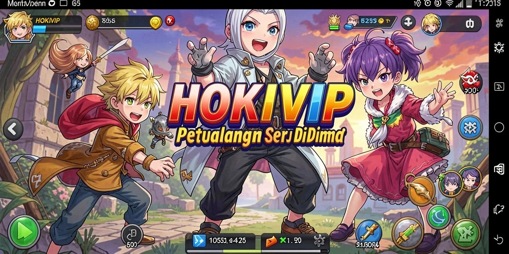 Screenshot HOKIVIP menampilkan aksi seru karakter-karakter anime.