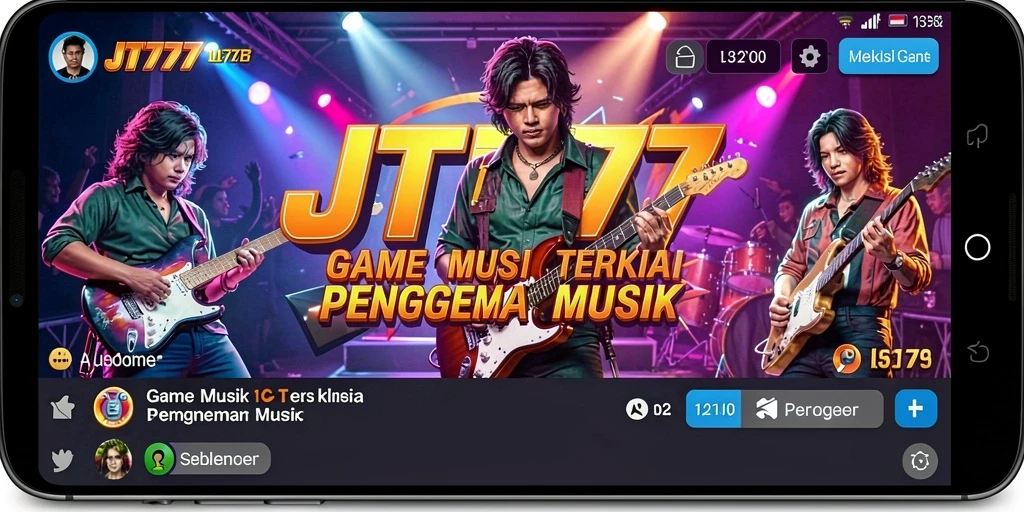 Tangkapan layar JT777 menampilkan pengguna yang menikmati gameplay musik.