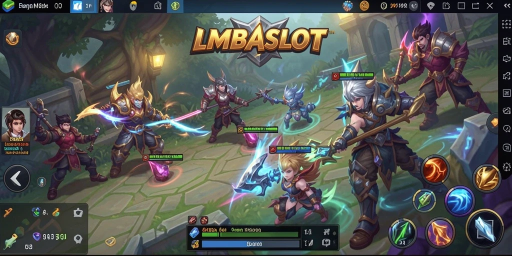 Gameplay seru LMBASLOT di arena MOBA.