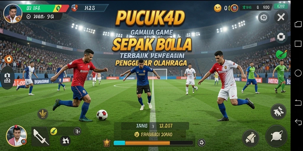 Gameplay seru dan atmosfer pertandingan sepak bola yang menakjubkan.