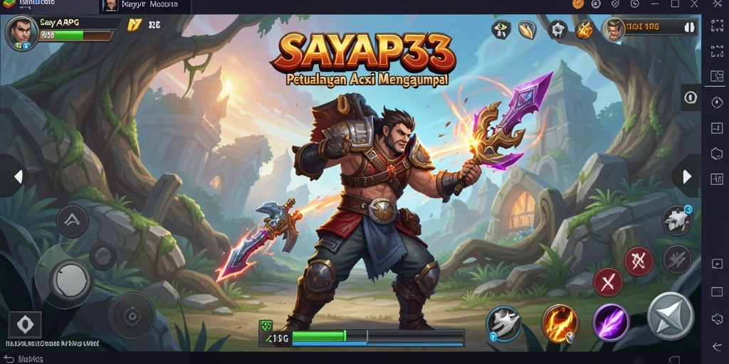 Screenshot menunjukkan pertarungan seru dalam dunia ARPG SAYAP33.