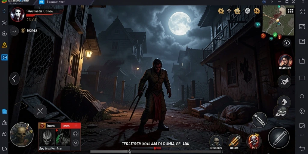 Screenshot gameplay SVIP3 menampilkan aksi menegangkan di dalam suasana horor.