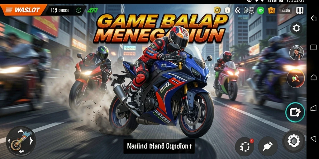 Tampilan gameplay WASLOT yang menegangkan saat balap motor.